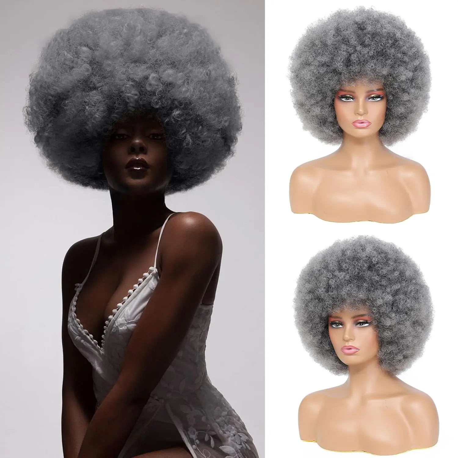 Fashionable Women's Wig, Black and Gray Fluffy Afro Synthetic Wig, Suitable for Halloween Party Wear
Fashionable Women's Wig, Black and Gray Fluffy Afro Synthetic Wig, Suitable for Halloween Party Wear