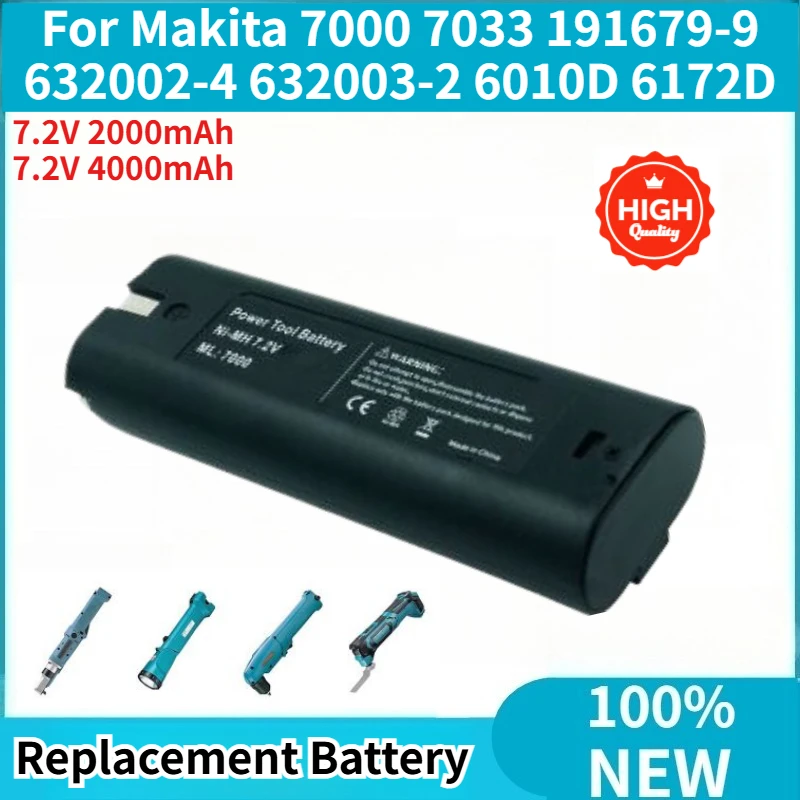 High Quality 2000mAh 4000mAh Battery for Makita 6010D 6172D 7000 7033 191679-9 632002-4 632003-2 Power Tools Replacement Battery
High Quality 2000mAh 4000mAh Battery for Makita 6010D 6172D 7000 7033 191679-9 632002-4 632003-2 Power Tools Replacement Battery