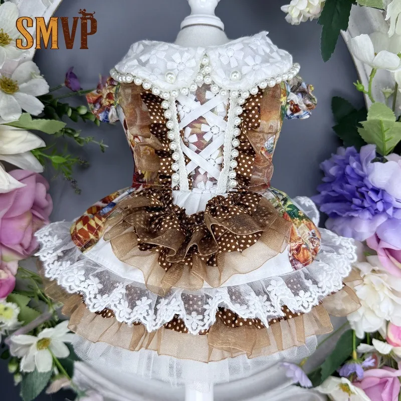 Original Handmade Autumn Winter Light Brown Strap Lace Decorative Lapel Retro Lolita Dress Suitable for Small Pets Dog Clothes
Original Handmade Autumn Winter Light Brown Strap Lace Decorative Lapel Retro Lolita Dress Suitable for Small Pets Dog Clothes