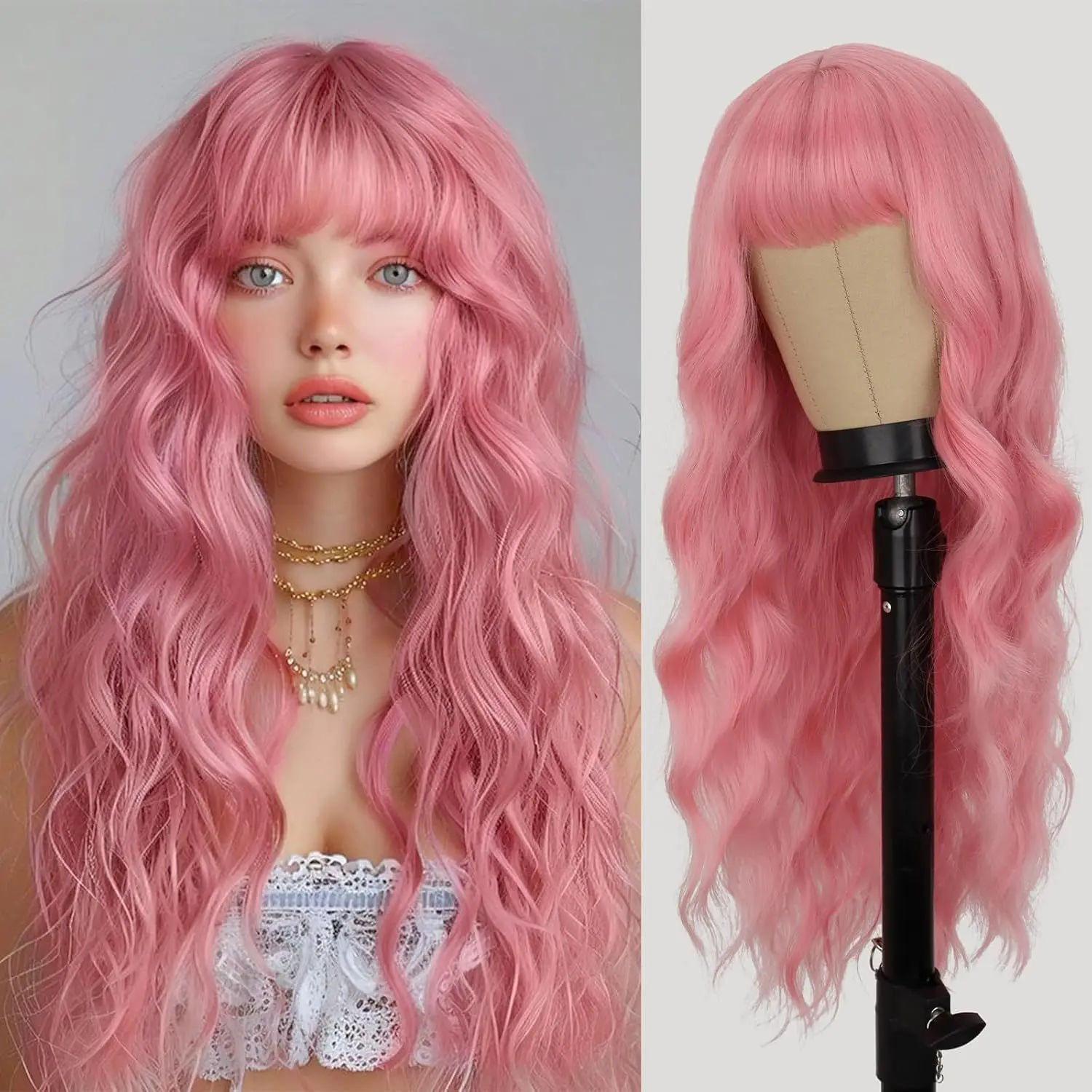 New European and American black wig women Qi bangs curly hair wave curl wig cover
New European and American black wig women Qi bangs curly hair wave curl wig cover