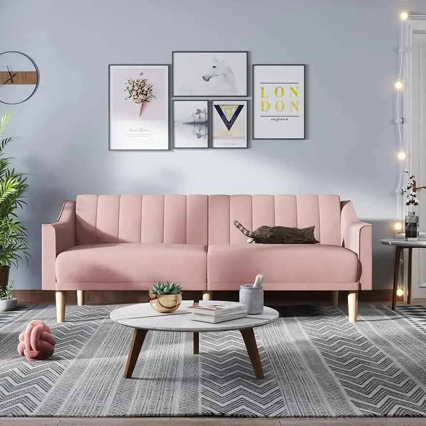 Velvet Futon Sofa Bed Couch, Convertible Sleeper Sofa, 74" Loveseat Futon Couch with Adjustable Backrests, Pink Couches
Velvet Futon Sofa Bed Couch, Convertible Sleeper Sofa, 74" Loveseat Futon Couch with Adjustable Backrests, Pink Couches