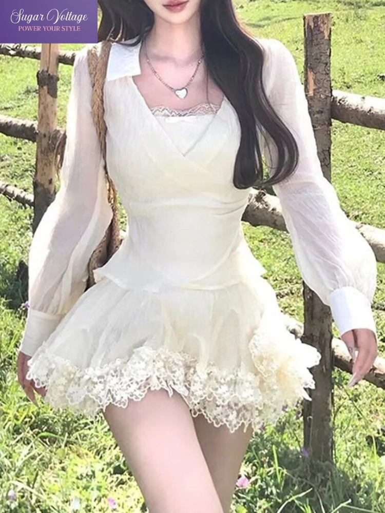 French Sweet Elegant 3 Piece Set Women Lace Cami + V-Neck Top + High Waist Mesh Mini Skirt Summer Casual Slim Chic Party Outfits
French Sweet Elegant 3 Piece Set Women Lace Cami + V-Neck Top + High Waist Mesh Mini Skirt Summer Casual Slim Chic Party Outfits