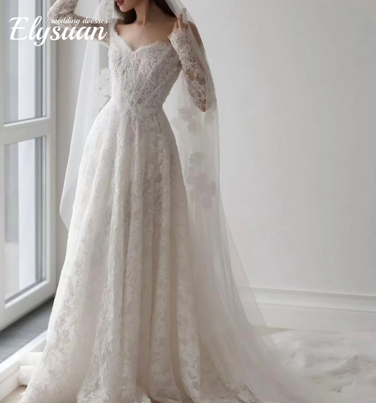 Customized Simple WeddingDresses A Line Woman's Elegant Lace Appliques Long Sleeve Off Shoulder Bride Gowns Vestidos De Novia
Customized Simple WeddingDresses A Line Woman's Elegant Lace Appliques Long Sleeve Off Shoulder Bride Gowns Vestidos De Novia