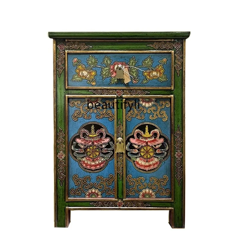 Bedside table Solid wood hand-painted Chinese antique painted storage cabinet Furniture retro simple storage side cabinet
Bedside table Solid wood hand-painted Chinese antique painted storage cabinet Furniture retro simple storage side cabinet