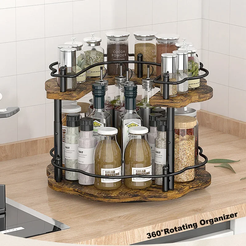 Spices Rack 360° Rotating Seasoning Holder Storage Tray Kitchen Organizer Wooden oil, salt, soy Bottle Storage Rack for Kitchen
Spices Rack 360° Rotating Seasoning Holder Storage Tray Kitchen Organizer Wooden oil, salt, soy Bottle Storage Rack for Kitchen