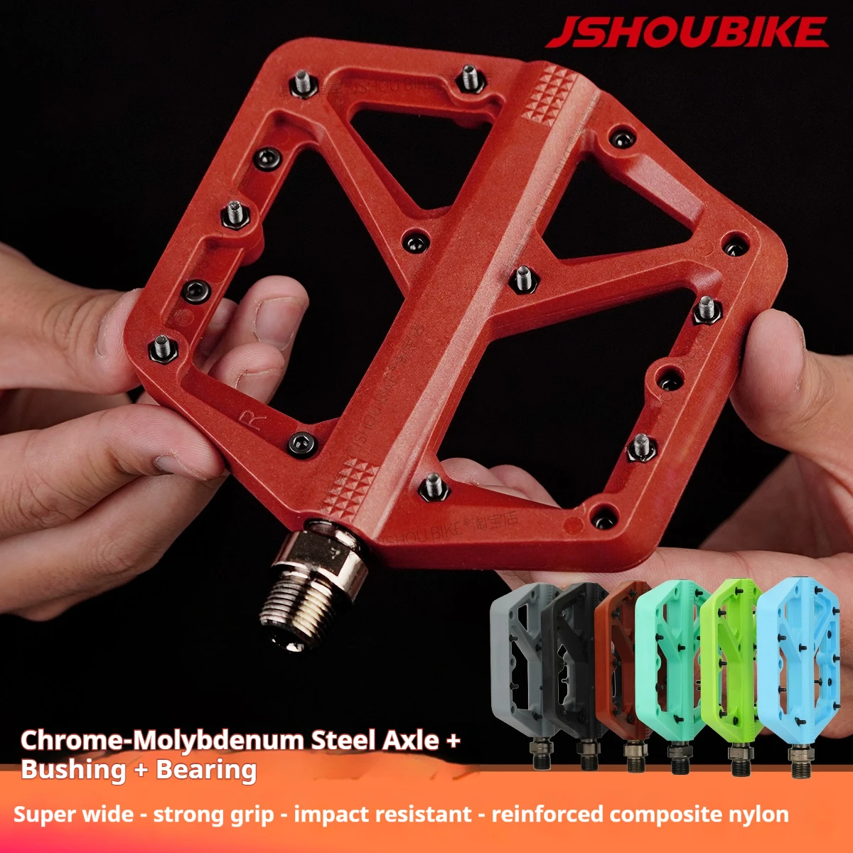 JSHOUBIKE Nylon Anti-Slip Bicycle Flat Pedals Ultralight DU Bearing MTB Pedals 9/16 Thread For Folding Mountain Commute Bike
JSHOUBIKE Nylon Anti-Slip Bicycle Flat Pedals Ultralight DU Bearing MTB Pedals 9/16 Thread For Folding Mountain Commute Bike