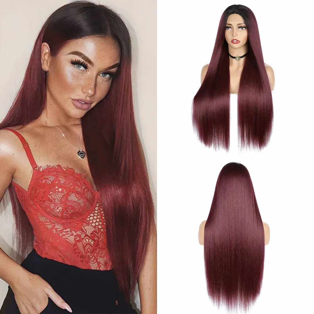 Lace Front Middle Part Wine Red Ombre Long Straight Synthetic High-Temperature Women's Wig
Lace Front Middle Part Wine Red Ombre Long Straight Synthetic High-Temperature Women's Wig
