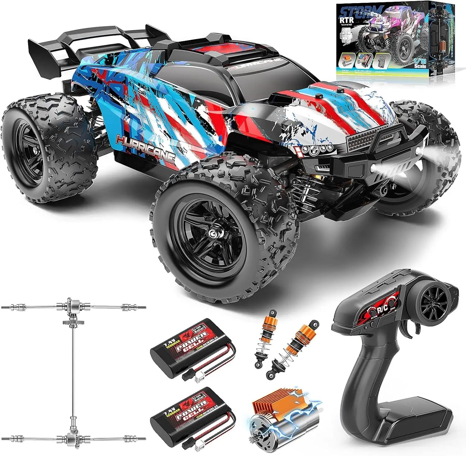 RC Cars 1:18 Entry-Level Off-Road Racing Truck, All-Metal Drivetrain, 40 km/h, 4x4 with 2 Batteries for Adults & Boys
RC Cars 1:18 Entry-Level Off-Road Racing Truck, All-Metal Drivetrain, 40 km/h, 4x4 with 2 Batteries for Adults & Boys