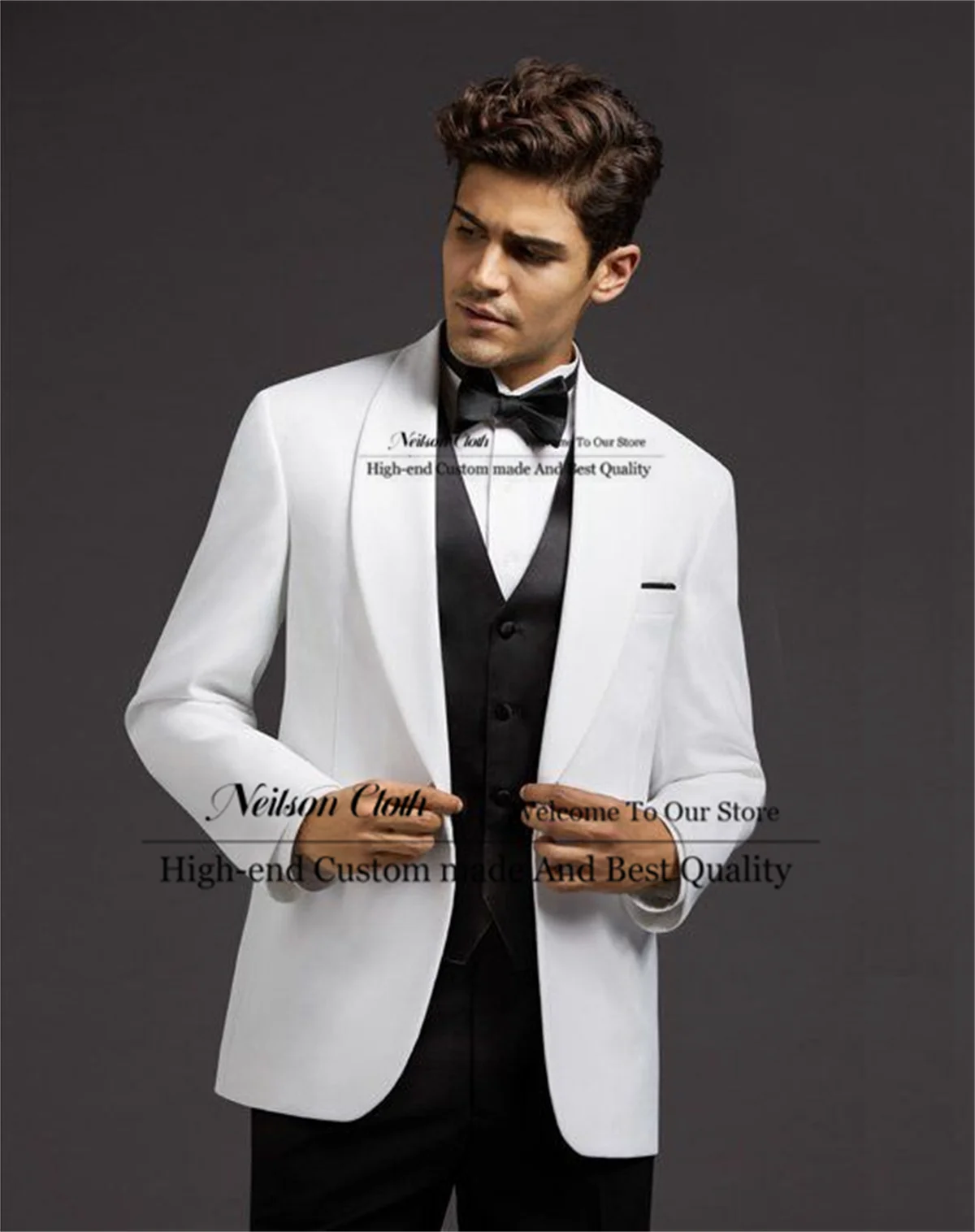 Formal White Jacket Male Prom Blazers 3 Pcs Sets Groom Wedding Tuxedos For Men Slim Fit Shawl Lapel Business Costume Homme
Formal White Jacket Male Prom Blazers 3 Pcs Sets Groom Wedding Tuxedos For Men Slim Fit Shawl Lapel Business Costume Homme