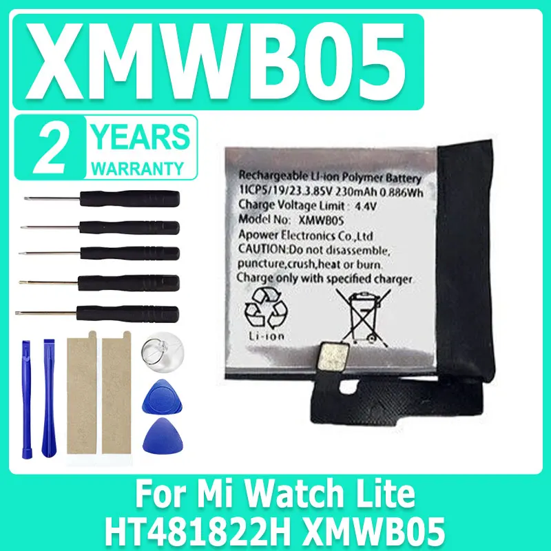 Новый сменный аккумулятор HT481822H XMWB05, аккумулятор для умных часов 481822, для Mi Watch Lite Bateria 230 мАч + бесплатные инструменты
Новый сменный аккумулятор HT481822H XMWB05, аккумулятор для умных часов 481822, для Mi Watch Lite Bateria 230 мАч + бесплатные инструменты