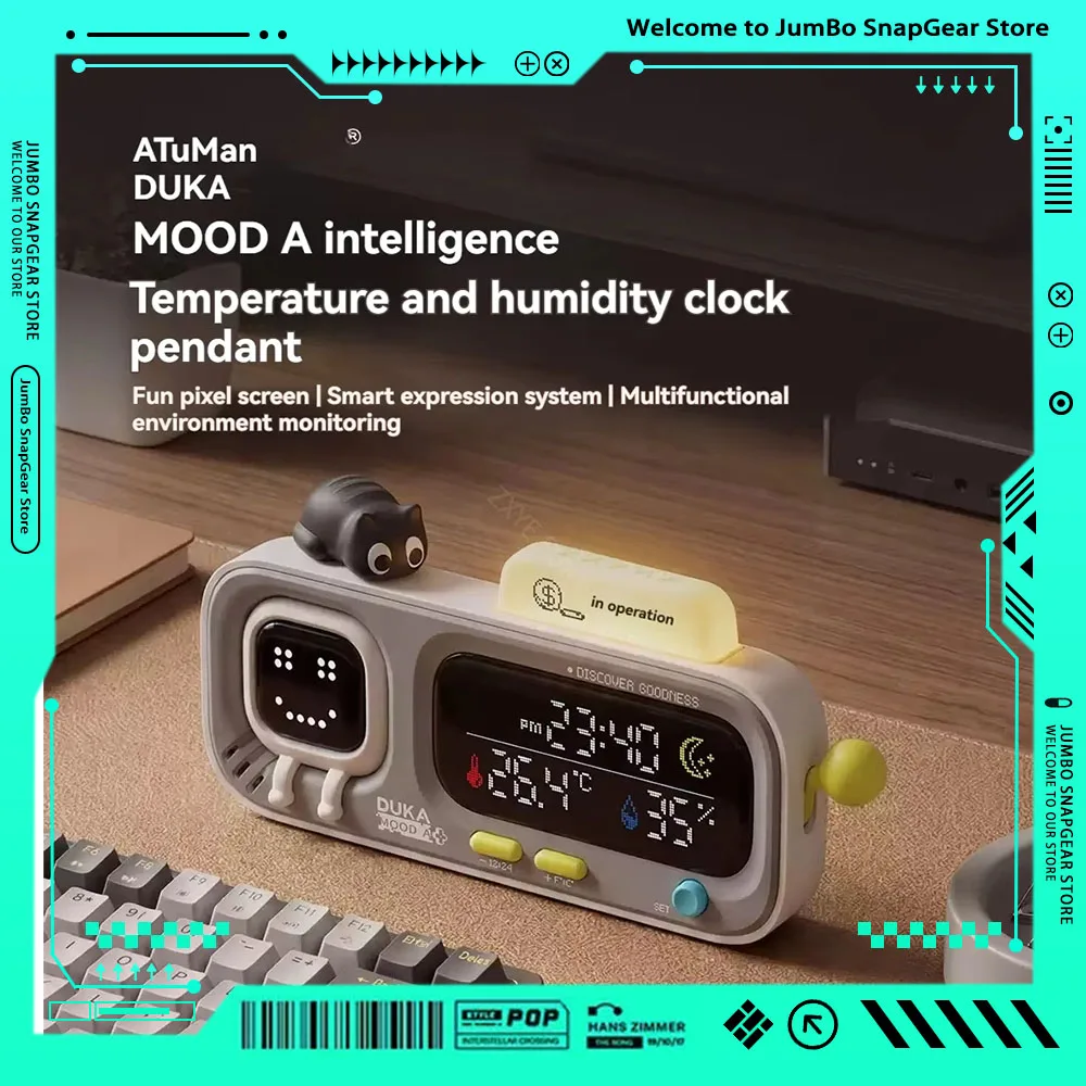 ATuMan DUKA MOOD A Smart Temperature and Humidity Clock Cute Desk Digital Temperature Humidity Monitor Rechargeable Indoor Therm
ATuMan DUKA MOOD A Smart Temperature and Humidity Clock Cute Desk Digital Temperature Humidity Monitor Rechargeable Indoor Therm