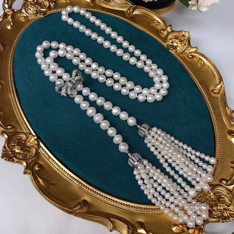 Vintage Freshwater Pearl Sweater Necklace White Natural Freshwater Pearl Long Necklace for Women
Vintage Freshwater Pearl Sweater Necklace White Natural Freshwater Pearl Long Necklace for Women