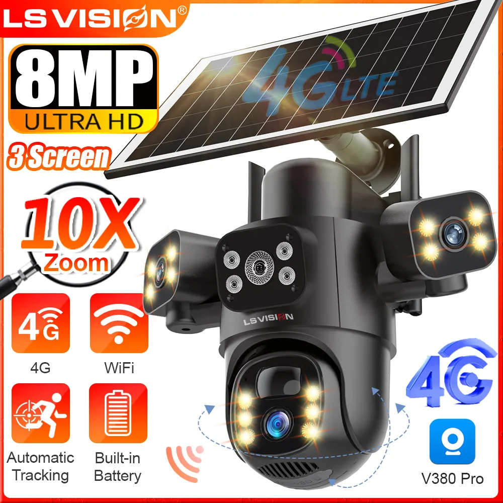 LS VISION 15MP 4G LTE Solar Camera Outdoor WiFi Security Camera 10X Optical Zoom Three Screens CCTV PIR Human Detection V380 Pro
LS VISION 15MP 4G LTE Solar Camera Outdoor WiFi Security Camera 10X Optical Zoom Three Screens CCTV PIR Human Detection V380 Pro
