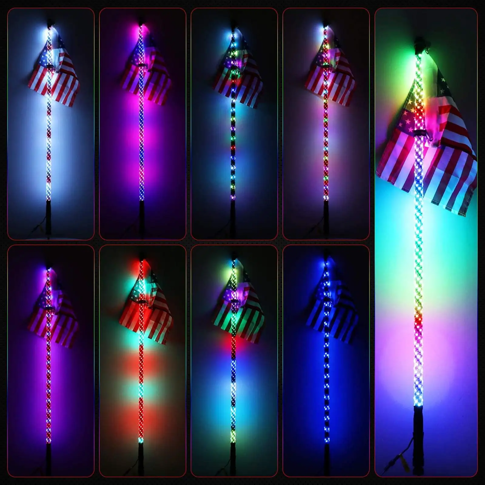 2x LED Whip Lights RGB Lighting Remote Controlled 360 Spiraling Rising Dancing whips Watreproof Fit for UTV ATV Go Kart Truck
2x LED Whip Lights RGB Lighting Remote Controlled 360 Spiraling Rising Dancing whips Watreproof Fit for UTV ATV Go Kart Truck