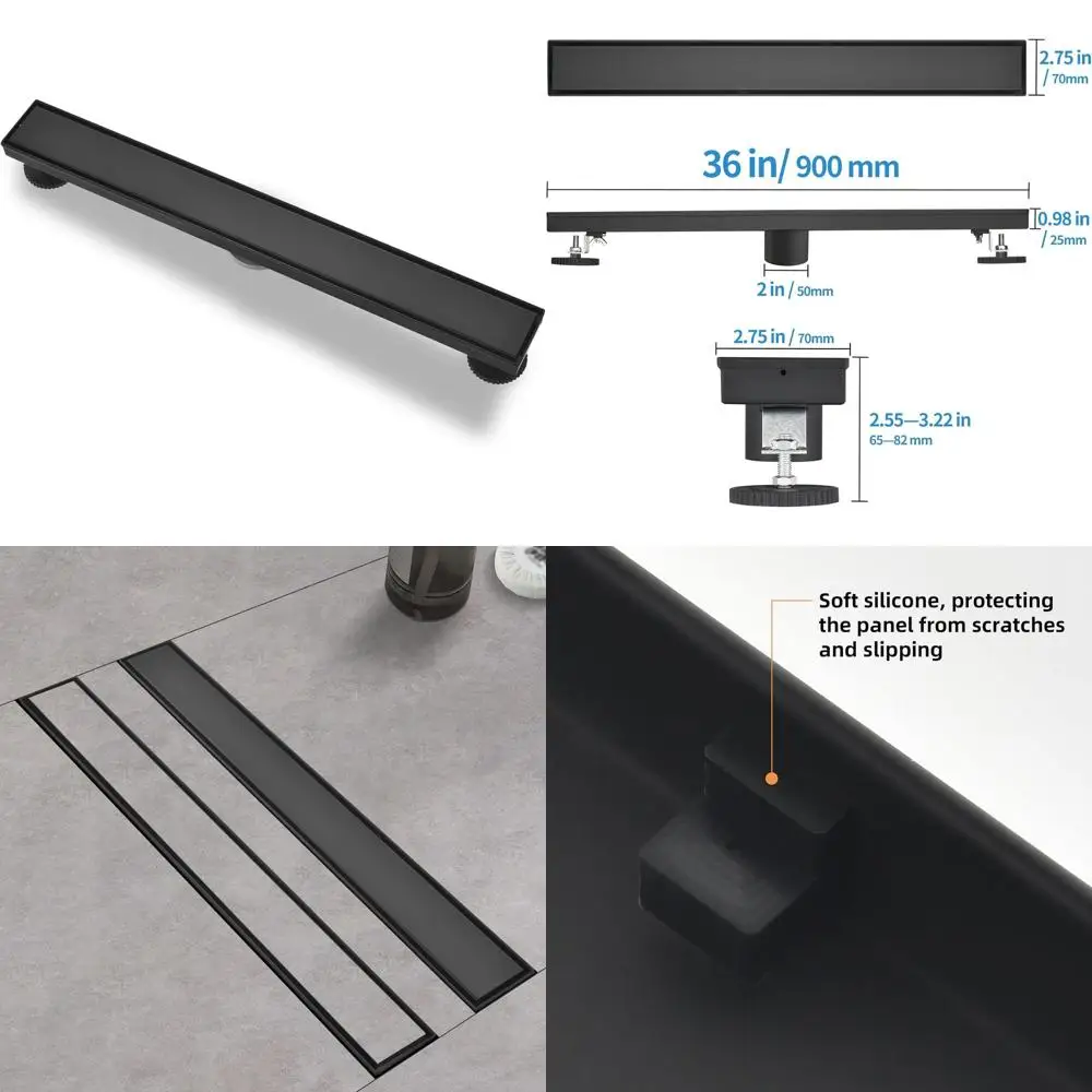 Прямоугольный душевой трап из нержавеющей стали 304 черного цвета (36 шт.) с вставкой под плитку, уловителем волос и регулируемыми ножками для ванной и балкона
Прямоугольный душевой трап из нержавеющей стали 304 черного цвета (36 шт.) с вставкой под плитку, уловителем волос и регулируемыми ножками для ванной и балкона