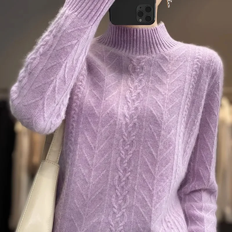 Half-Turtleneck Turtleneck Knitwear Women's 2025 New Autumn Winter Twist Flower Base Shirt Fashion Loose Knitted Sweater
Half-Turtleneck Turtleneck Knitwear Women's 2025 New Autumn Winter Twist Flower Base Shirt Fashion Loose Knitted Sweater