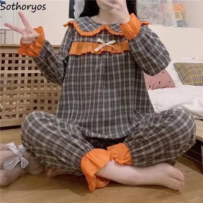 Retro Pajama Sets Women Sweet Loose Fashion Plaid Design Korean Style Lounge Autumn Spliced Wear Casual Students New Home Simple
Retro Pajama Sets Women Sweet Loose Fashion Plaid Design Korean Style Lounge Autumn Spliced Wear Casual Students New Home Simple