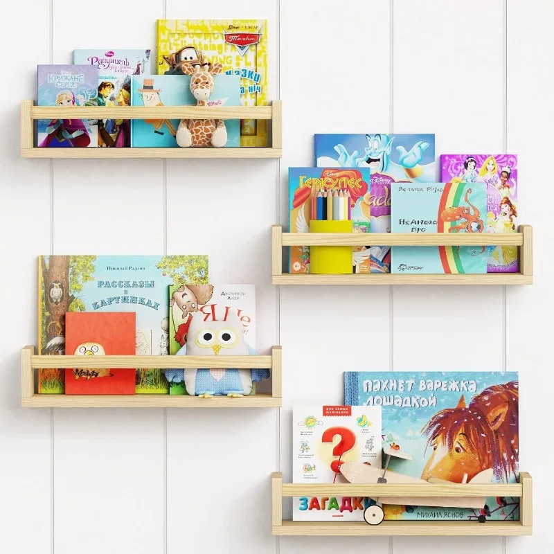 Natural Wood Nursery Book Shelves Wall Mounted, Floating Bookshelf for Kids Room, Toys and Books Storage Organizer Bookshelves
Natural Wood Nursery Book Shelves Wall Mounted, Floating Bookshelf for Kids Room, Toys and Books Storage Organizer Bookshelves