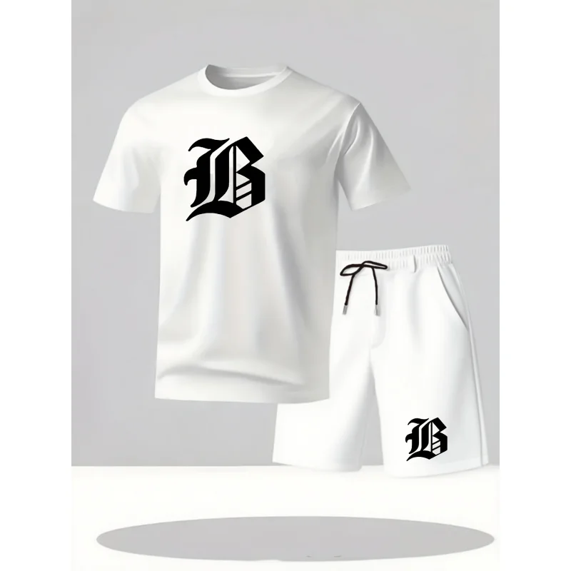 Men'S Casual Black T T-Shirt And Shorts Set,With A Bold“B”Printing - Machine Washable,Summer Streetwear
Men'S Casual Black T T-Shirt And Shorts Set,With A Bold“B”Printing - Machine Washable,Summer Streetwear