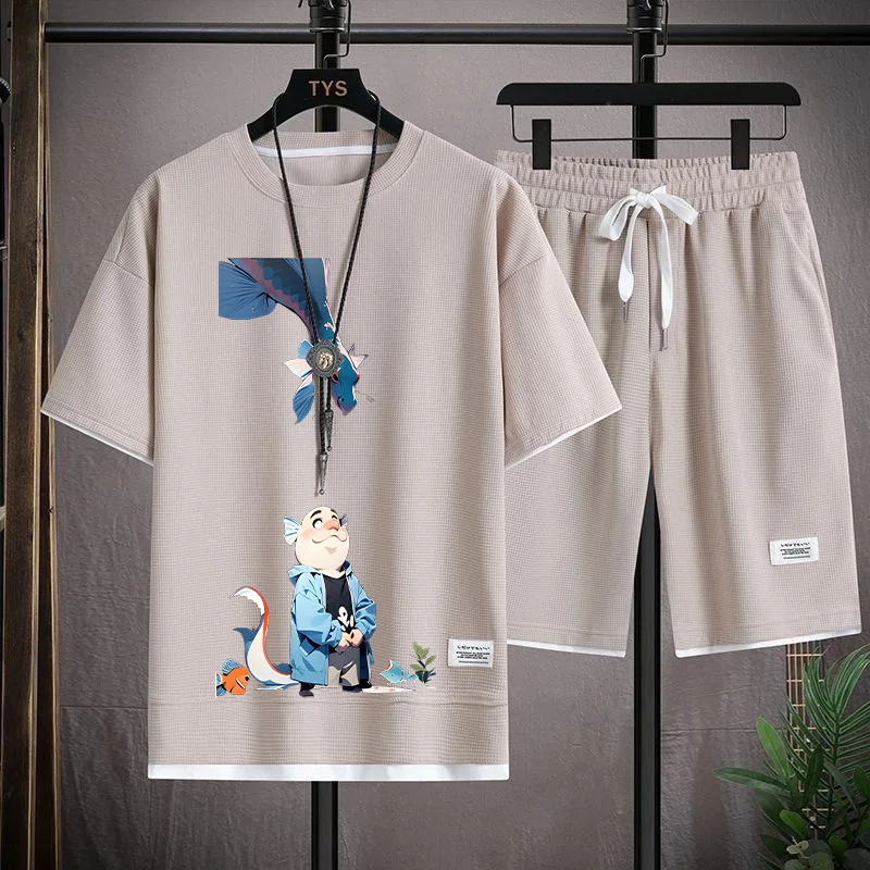 Men's Summer Ice Silk ort Sve orts Set Casual Sportswear Five-Quarter Length Polyester T-irt Youth Faionable
Men's Summer Ice Silk ort Sve orts Set Casual Sportswear Five-Quarter Length Polyester T-irt Youth Faionable