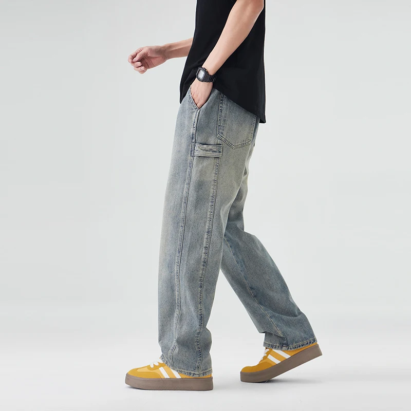 KSTUN Loose Straight Jeans Men Vintage Washed Elastic Waist Drawstring Casual Denim Pants Streetwear Side Detail Design Trousers
KSTUN Loose Straight Jeans Men Vintage Washed Elastic Waist Drawstring Casual Denim Pants Streetwear Side Detail Design Trousers