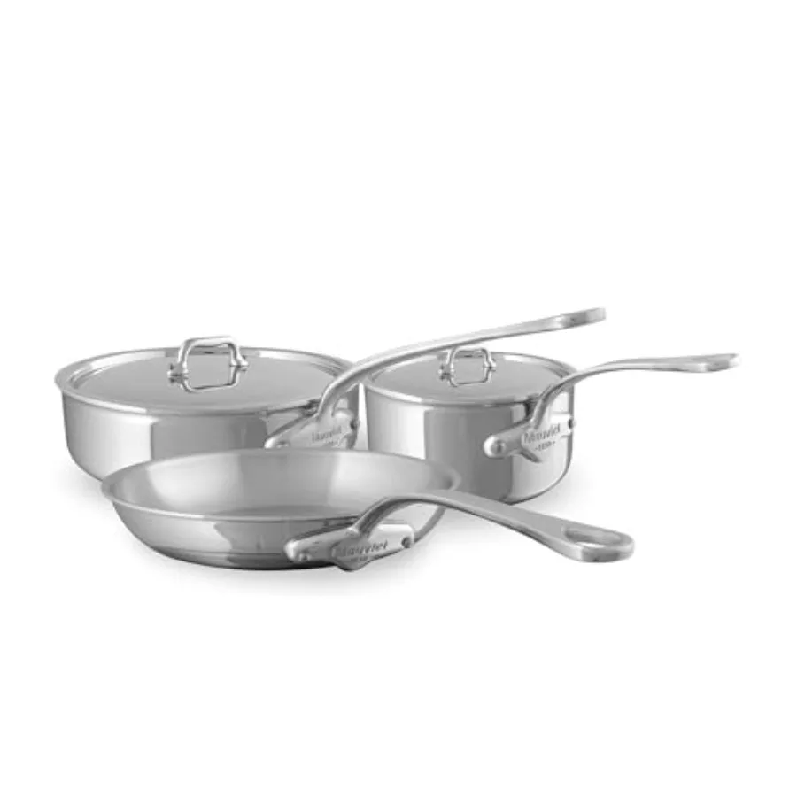Kitchen cookware set, tri-ply polished stainless steel, silver, even heat distribution and durable construction
Kitchen cookware set, tri-ply polished stainless steel, silver, even heat distribution and durable construction