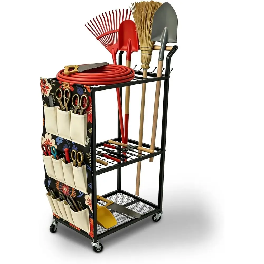 Garden Tool Organizer with Wheels Heavy Duty Yard Tool Organizer Rack with Side Storage kets Sturdy Metal Steel Holder with 6 Ho
Garden Tool Organizer with Wheels Heavy Duty Yard Tool Organizer Rack with Side Storage kets Sturdy Metal Steel Holder with 6 Ho