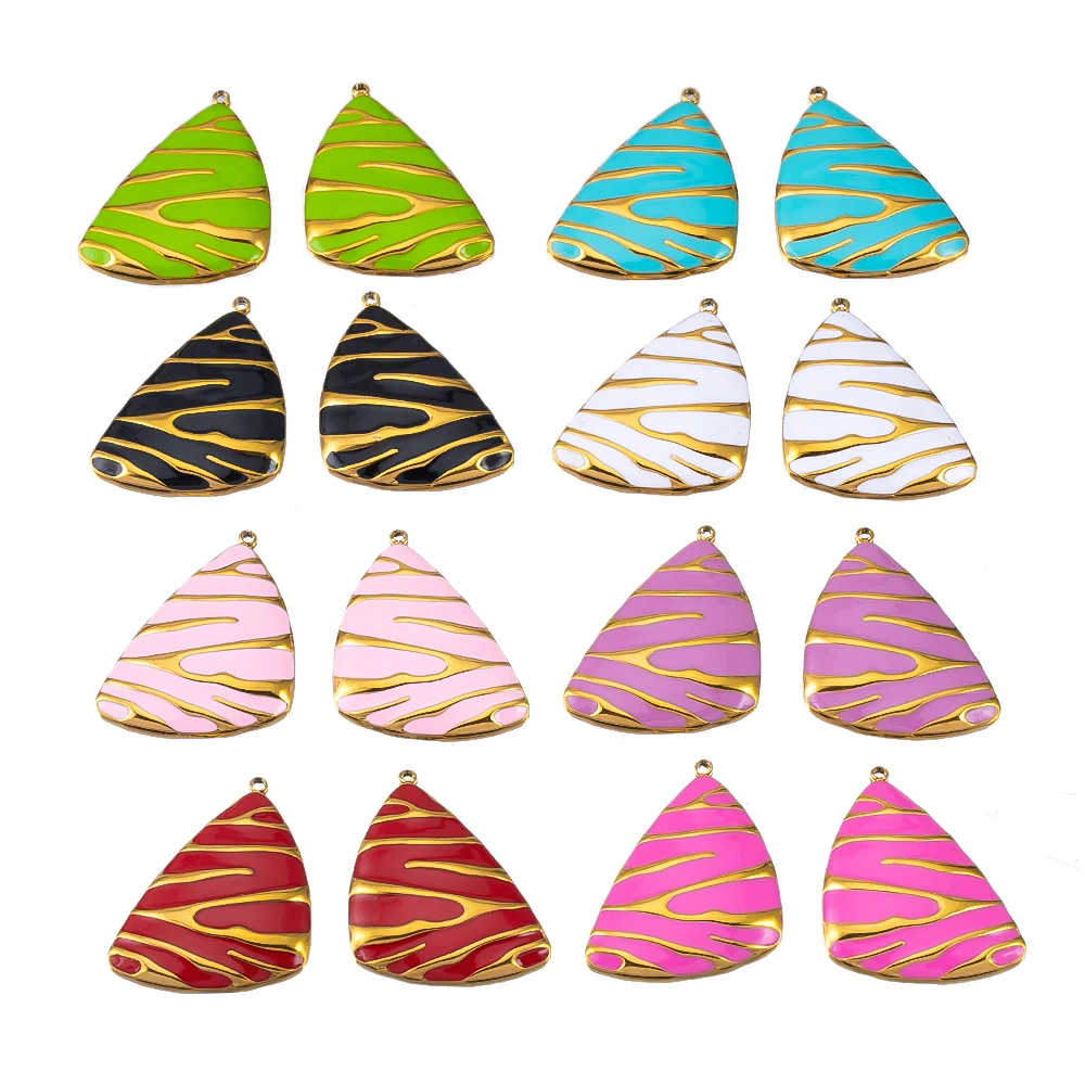2pcs Stainless Steel Colorful Enamel Triangle Irregular Shell Shape with Tiger Stripe Charm for Necklace Earrings Jewelry Making
2pcs Stainless Steel Colorful Enamel Triangle Irregular Shell Shape with Tiger Stripe Charm for Necklace Earrings Jewelry Making