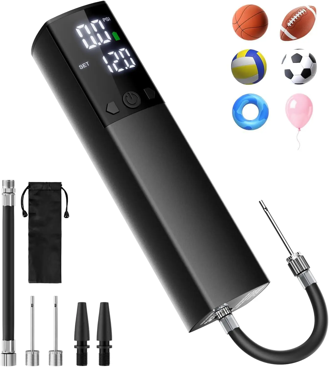 Умный портативный электрический насос для мячей с цифровым манометром для спортивных мячей и надувных изделий
Умный портативный электрический насос для мячей с цифровым манометром для спортивных мячей и надувных изделий