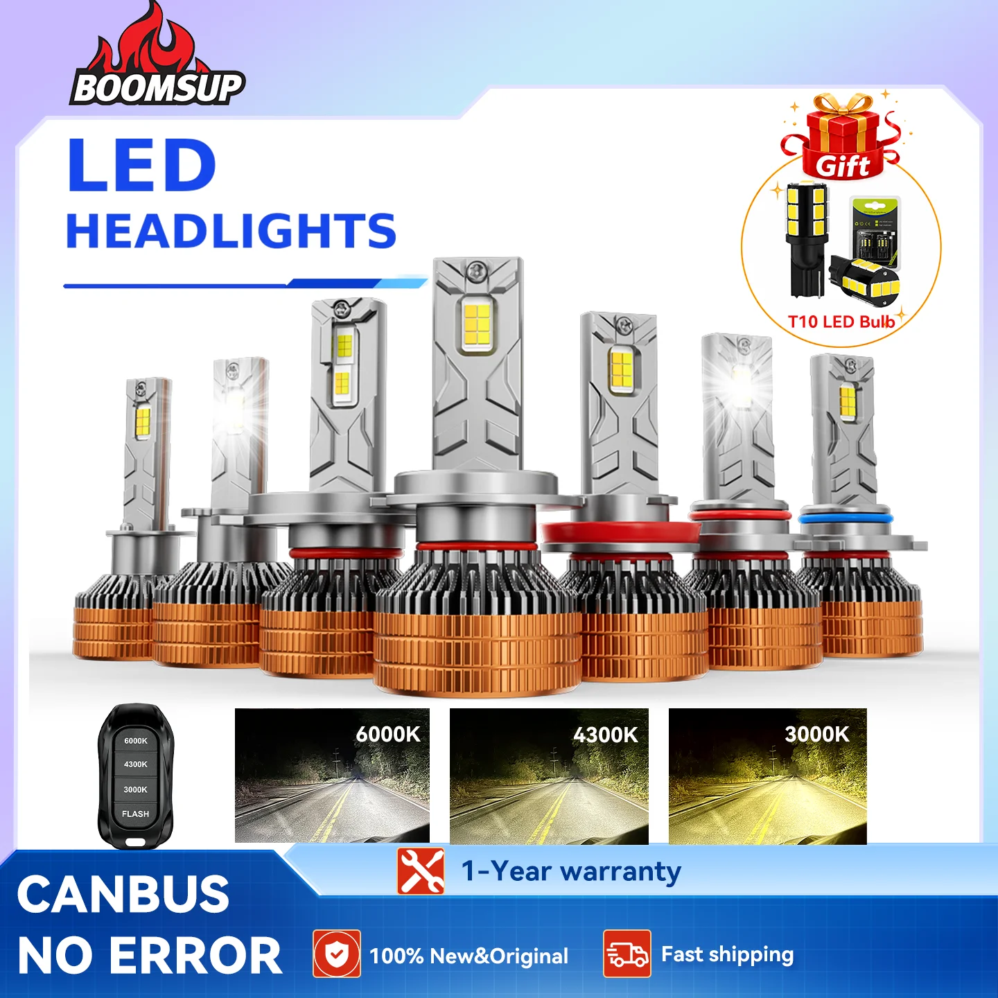 Super Bright LED Tri-Color LED Headlights with Remote H1 H4 H11 9005 9006 H7 LED Blud H4 Canbus & Cooling Fan Cars Accessories
Super Bright LED Tri-Color LED Headlights with Remote H1 H4 H11 9005 9006 H7 LED Blud H4 Canbus & Cooling Fan Cars Accessories