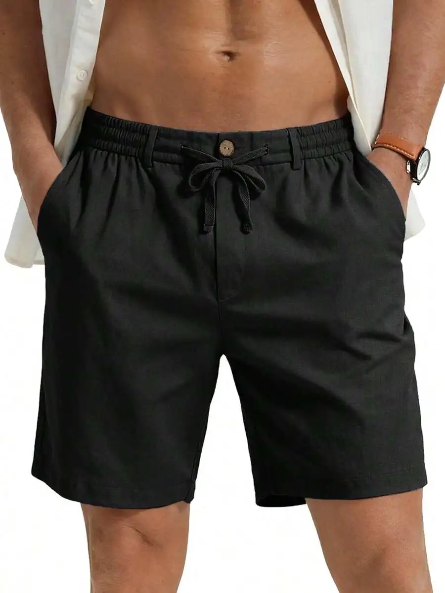 Mens Cotton Linen Casual Shorts With Elastic Waist And Drawstring For Summer Beach Vacation
Mens Cotton Linen Casual Shorts With Elastic Waist And Drawstring For Summer Beach Vacation