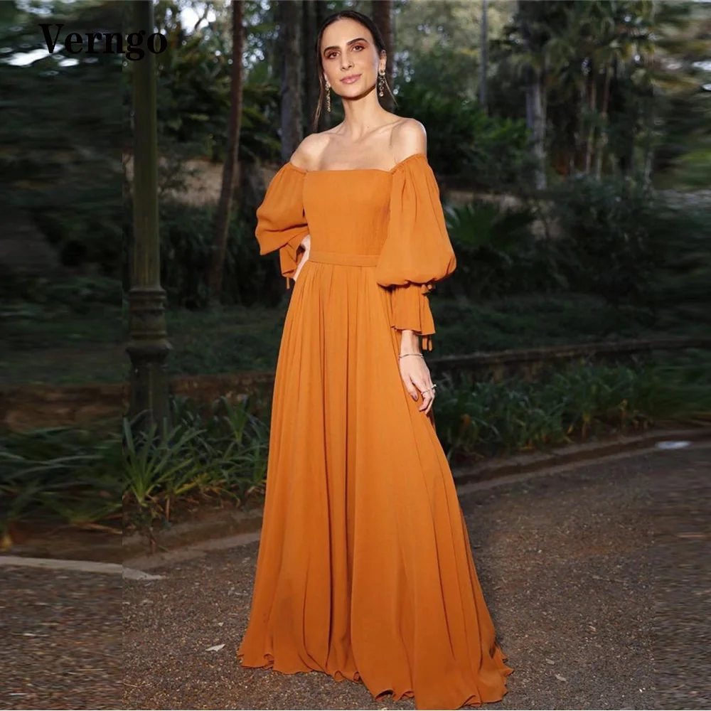 Verngo Burnt Orange Chiffon Prom Dresses Off the Shoulder Lantern Long Sleeves Women Beach Formal Party Dress Occasion Evening
Verngo Burnt Orange Chiffon Prom Dresses Off the Shoulder Lantern Long Sleeves Women Beach Formal Party Dress Occasion Evening