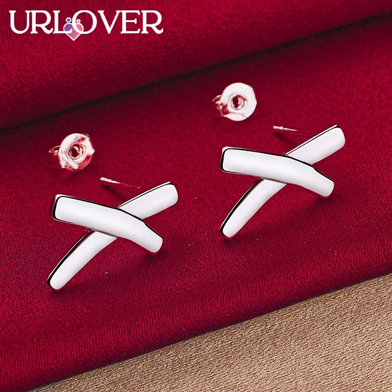 URLOVER 925 Sterling Silver Earring For Woman X Stud Earrings Lady Fashion Party Birthday Engagement Wedding Charm Jewelry Gifts
URLOVER 925 Sterling Silver Earring For Woman X Stud Earrings Lady Fashion Party Birthday Engagement Wedding Charm Jewelry Gifts