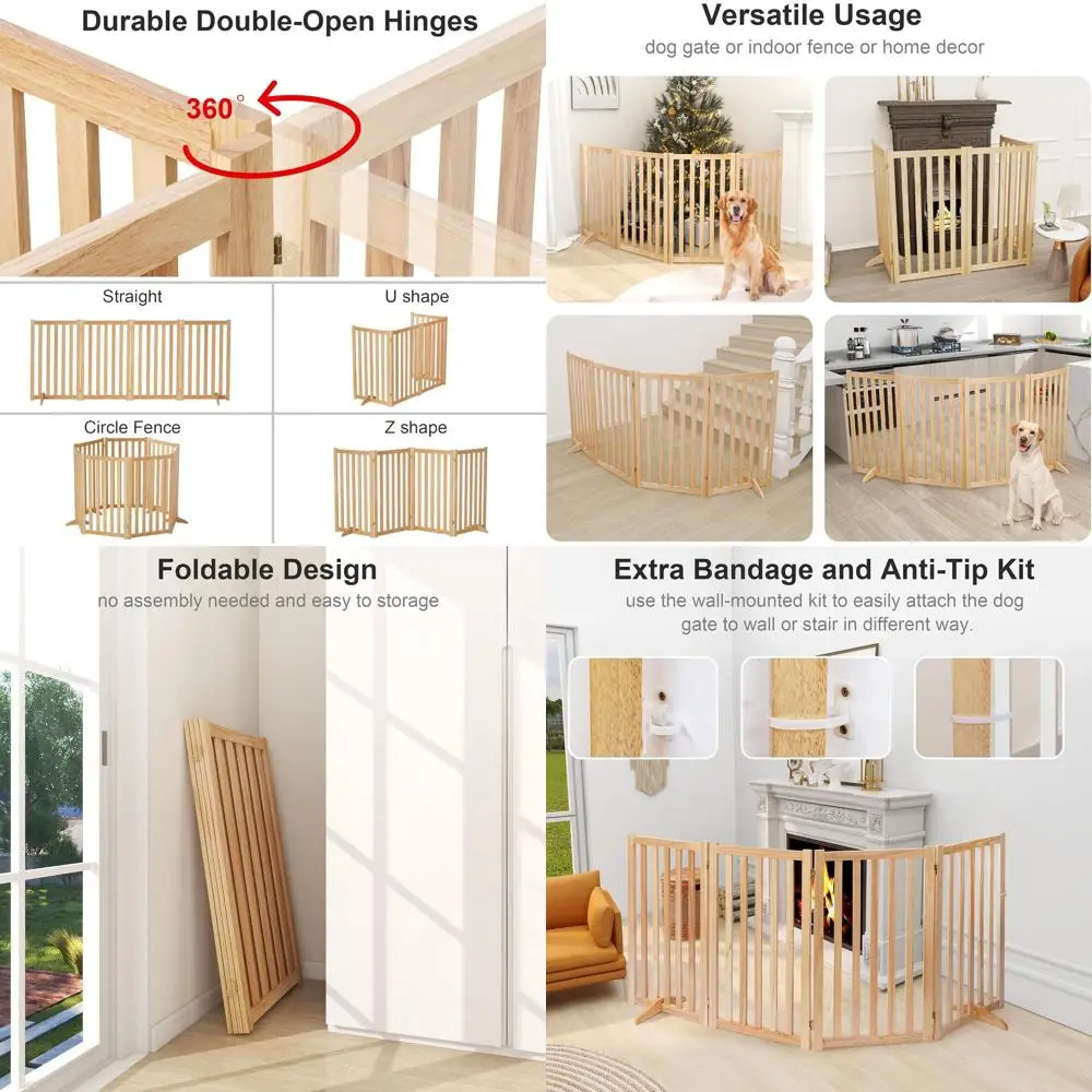 36" Height Extra Tall Freestanding Pet Gate, Solid Wood Folding Safety Fence Wooden Dog Gate with 2 PCs Support Feet Ideal for S
36" Height Extra Tall Freestanding Pet Gate, Solid Wood Folding Safety Fence Wooden Dog Gate with 2 PCs Support Feet Ideal for S