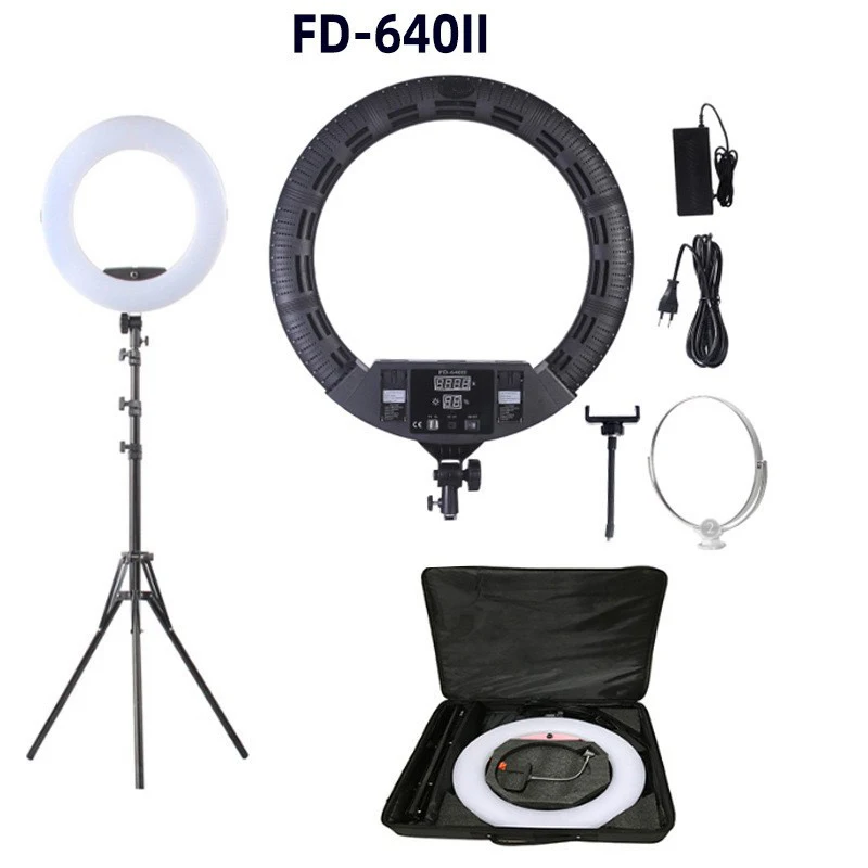 Высококачественная фотосветовая лампа FD640 100W, 22-дюймовый кольцевой светильник с беспроводным управлением, светодиодный кольцевой светильник для селфи
Высококачественная фотосветовая лампа FD640 100W, 22-дюймовый кольцевой светильник с беспроводным управлением, светодиодный кольцевой светильник для селфи