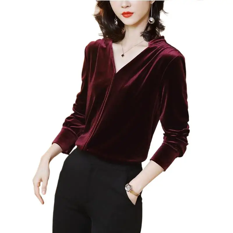 Solid Color Autumn Velvet Shirt Women Tops Femme Long Sleeve V-Neck Shirt Women Clothing 2024 Winter vintage streetwear blouses
Solid Color Autumn Velvet Shirt Women Tops Femme Long Sleeve V-Neck Shirt Women Clothing 2024 Winter vintage streetwear blouses