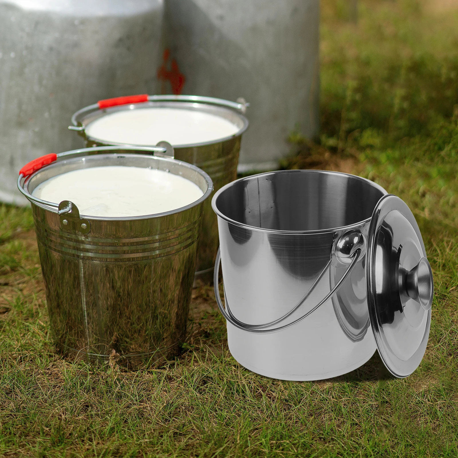 Stainless Steel Milk Bucket with Lid Large Capacity Food Storage Container for Kitchen Home Coffee Bar Use Multi-purpose Bucket
Stainless Steel Milk Bucket with Lid Large Capacity Food Storage Container for Kitchen Home Coffee Bar Use Multi-purpose Bucket