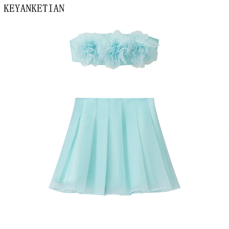 KEYANKETIAN, летняя новая праздничная ветровая аппликация, укороченный корсет на молнии, плиссированная юбка с высокой талией, женская двухсекционная юбка из органзы
KEYANKETIAN, летняя новая праздничная ветровая аппликация, укороченный корсет на молнии, плиссированная юбка с высокой талией, женская двухсекционная юбка из органзы
