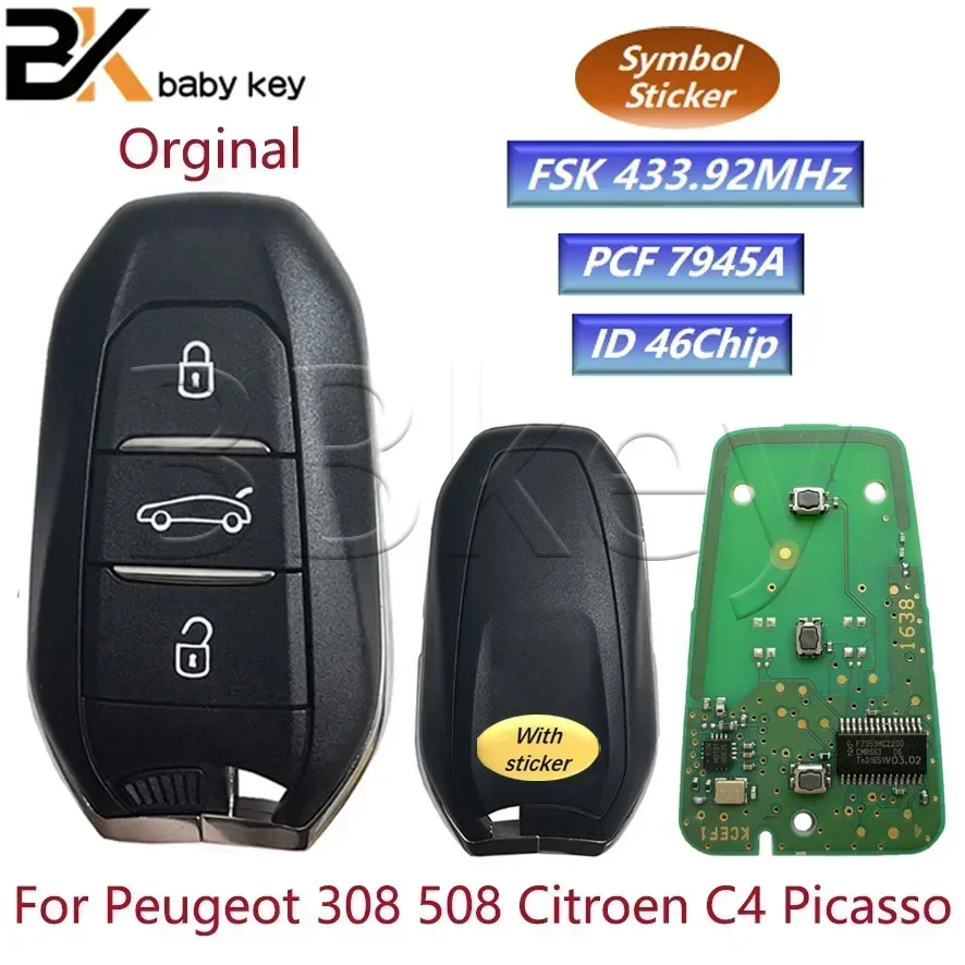 BB Key For PEUGEOT 308 508 ID46 PCF7945A Smart Key Keyless For CITROEN C4 DS4 DS5 2010 2012-2016 433.92 Mhz
BB Key For PEUGEOT 308 508 ID46 PCF7945A Smart Key Keyless For CITROEN C4 DS4 DS5 2010 2012-2016 433.92 Mhz