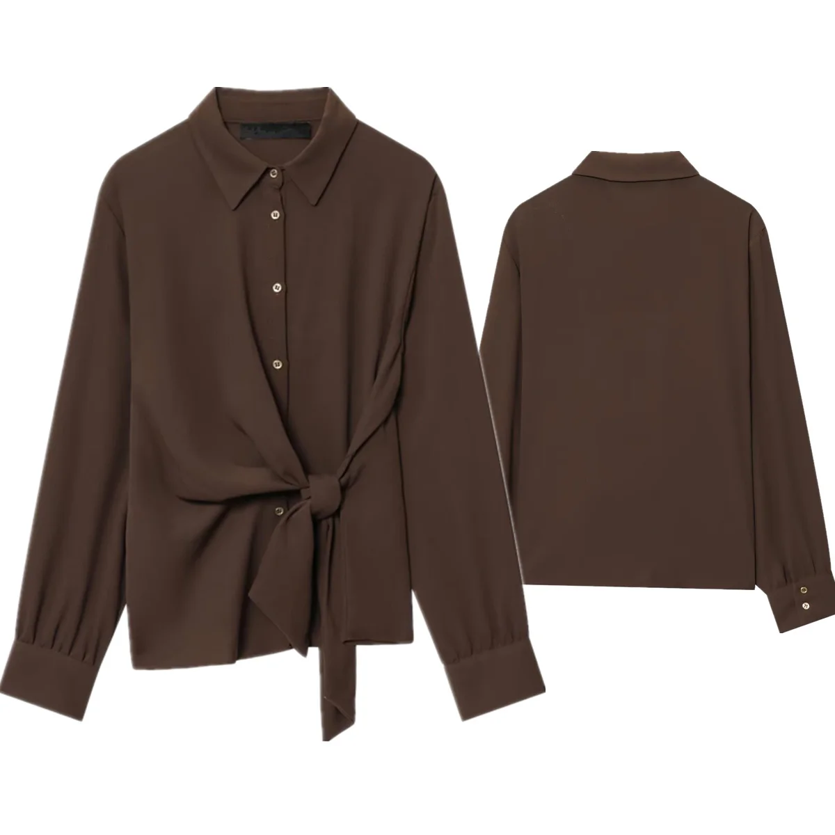 Dave&Di Autumn Women's Coffee Colored Lace Up Shirt French Lazy Long Sleeved Shirt Top For Women Blouse Ladies
Dave&Di Autumn Women's Coffee Colored Lace Up Shirt French Lazy Long Sleeved Shirt Top For Women Blouse Ladies