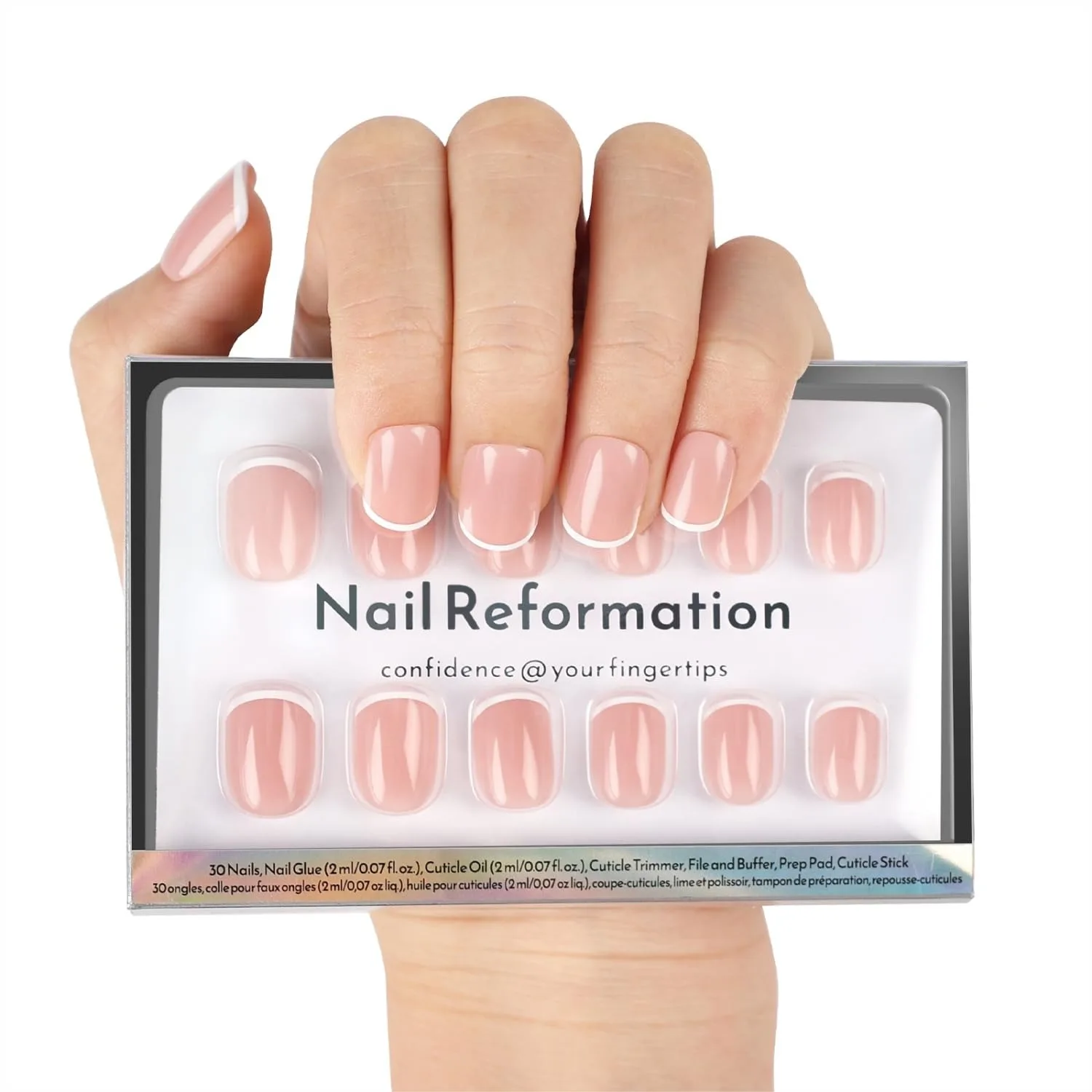 Press On Nails Short Square White French Tip on Nude Base Glossy Finish 30 Pcs Reusable Fake Nails Kit for Women
Press On Nails Short Square White French Tip on Nude Base Glossy Finish 30 Pcs Reusable Fake Nails Kit for Women
