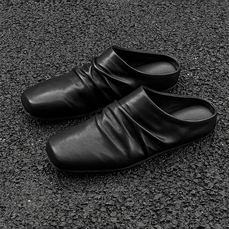 Spring and Autumn Square-toed Pleated Leather Slippers, Loafers, A Fashionable and Casual Half-slipper for Both Men and Women
Spring and Autumn Square-toed Pleated Leather Slippers, Loafers, A Fashionable and Casual Half-slipper for Both Men and Women