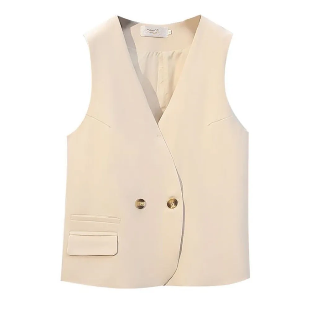 Casual Suit Waistcoat Pockets Outwear Tops Gilet Overcoat New 2024 Women Simply Sleeveless Double Breasted Vest Jacket Wear
Casual Suit Waistcoat Pockets Outwear Tops Gilet Overcoat New 2024 Women Simply Sleeveless Double Breasted Vest Jacket Wear