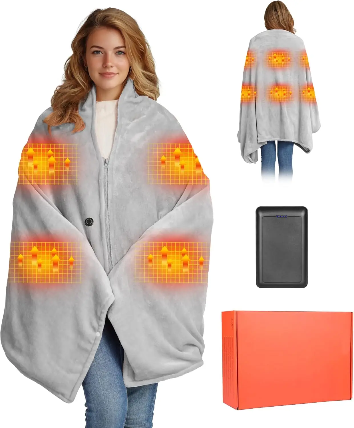 Cordless Heated Blanket with Fleece Lining, 7.4V 16000mAh Battery, 6 Heating Zones, Portable USB Electric Shawl for Women Men
Cordless Heated Blanket with Fleece Lining, 7.4V 16000mAh Battery, 6 Heating Zones, Portable USB Electric Shawl for Women Men