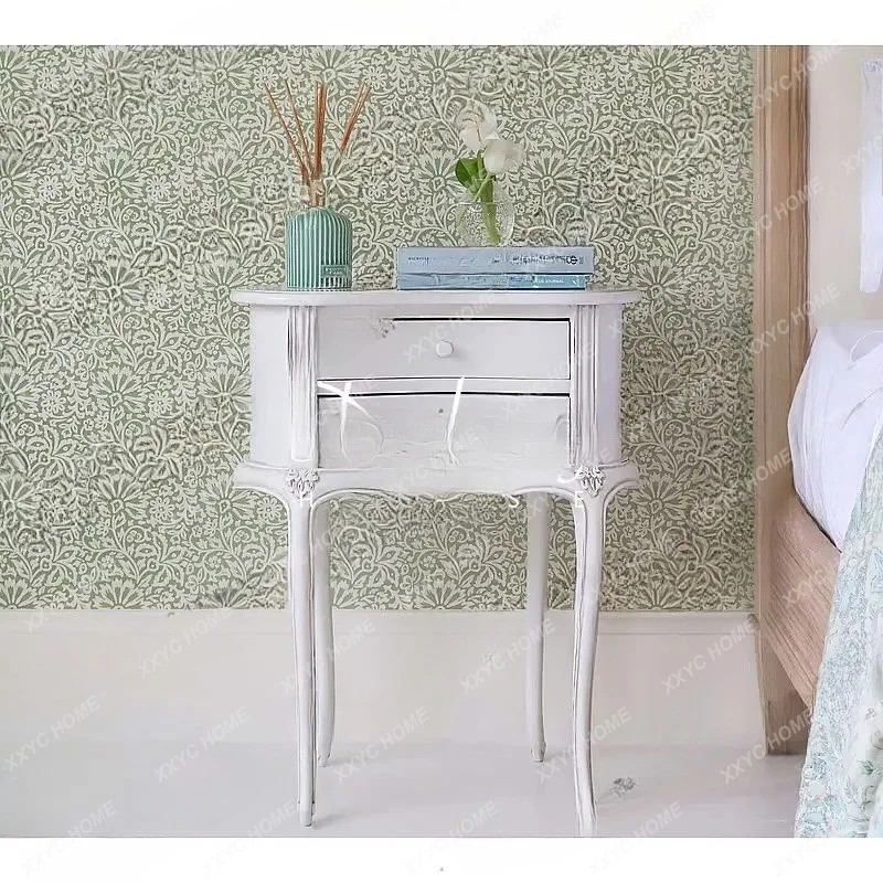 solid wood bedside table hand-carved retro ivory white bedroom bedside table
solid wood bedside table hand-carved retro ivory white bedroom bedside table