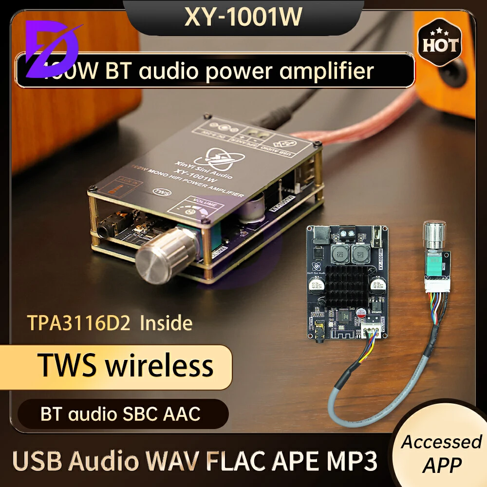XY-1001W DC 9-24V Power Single Channel 100W Bluetooth Audio Amplifier Board Module TWS Box True Wireless TPA3116
XY-1001W DC 9-24V Power Single Channel 100W Bluetooth Audio Amplifier Board Module TWS Box True Wireless TPA3116