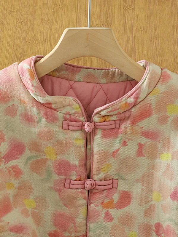 Retro Floral Print Cotton Warm Outerwear Women's Loose Stand Collar Jaet Winter Thiened Long Sve Single Button Coat
Retro Floral Print Cotton Warm Outerwear Women's Loose Stand Collar Jaet Winter Thiened Long Sve Single Button Coat