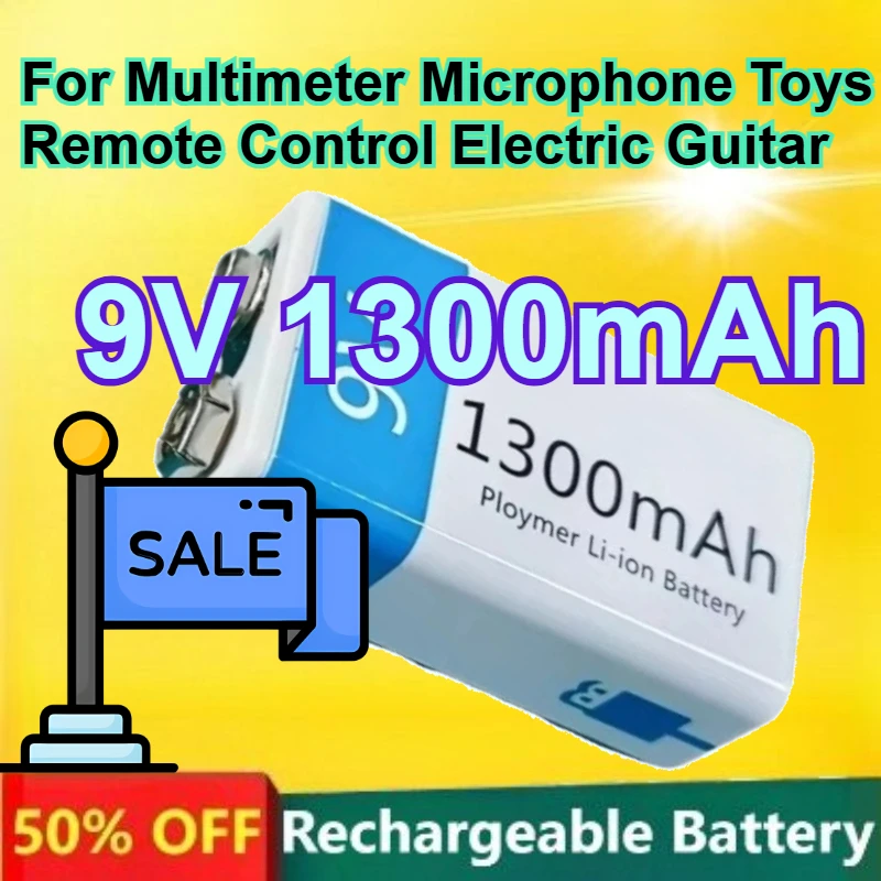 9V 1300mAh Rechargeable Lithium Battery with Micro USB for Multimeter Microphone Toys Remote Control Electric Guitar Battery
9V 1300mAh Rechargeable Lithium Battery with Micro USB for Multimeter Microphone Toys Remote Control Electric Guitar Battery