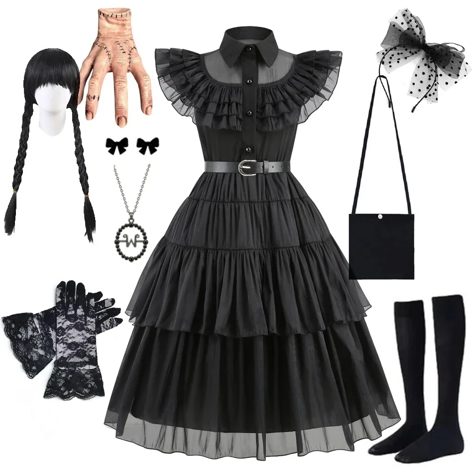 Addams Costumes Girls Birthday Princess Costume Black Dress Fancy Kids Halloween Carnival Party for Girls W-Wednesday
Addams Costumes Girls Birthday Princess Costume Black Dress Fancy Kids Halloween Carnival Party for Girls W-Wednesday