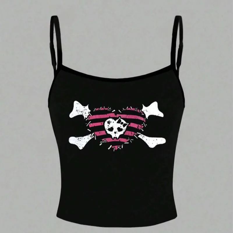 2025 Summer New Women's Dark Sweet Cool Solid Color Cami Tank Top! Punk Skull & Crossbones Print, Slimming & Flattering
2025 Summer New Women's Dark Sweet Cool Solid Color Cami Tank Top! Punk Skull & Crossbones Print, Slimming & Flattering